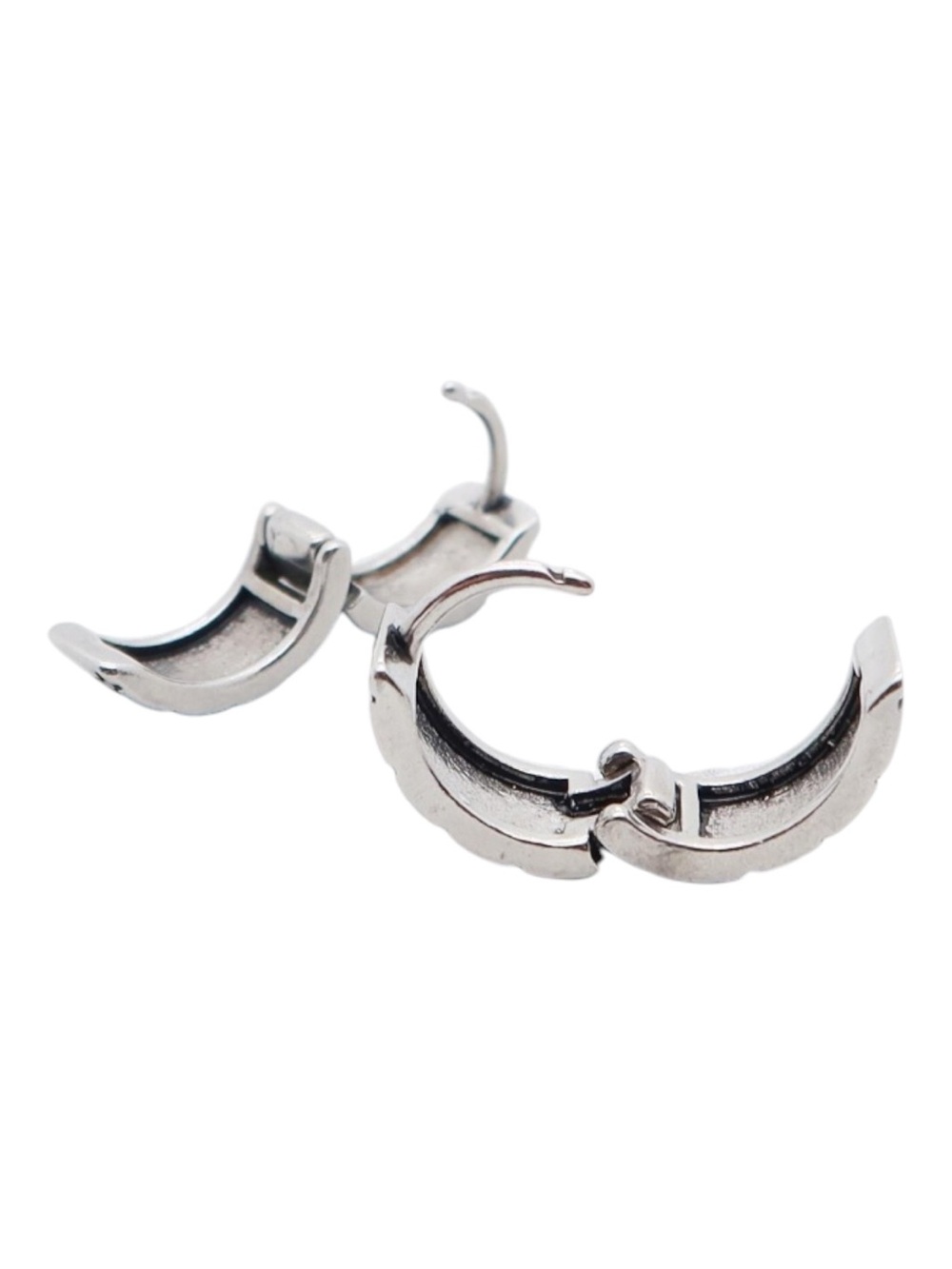 Sterling Silver Plated Silver Huggie Hoop Earrings Minimalist - Picture 14 of 15